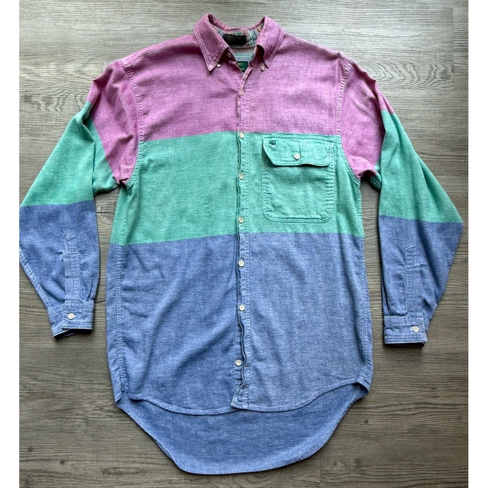 Vintage Colours by Alexander Julian Pebble Oxford 90s Classic Color Block Shirt